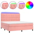 cadre de lit matelas et LED Rose 160x200 cm Velours