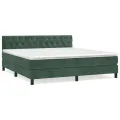 cadre de lit et matelas Vert foncé 160x200cm Velours