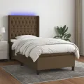 cadre de lit matelas LED Marron foncé 80x200cm Tissu
