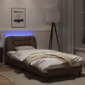 Cadre de lit avec lumières LED marron 90x200 cm similicuir