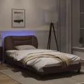 Cadre de lit avec lumières LED marron 100x200 cm similicuir