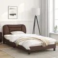 Cadre de lit avec lumières LED marron 100x200 cm similicuir