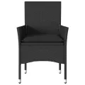 Chaises de jardin avec coussins 2 pcs noir résine tressée