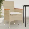 Chaises de jardin avec coussins lot de 2 beige résine tressée