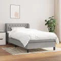 cadre de lit avec matelas Gris clair 100x200cm Tissu