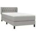 cadre de lit avec matelas Gris clair 100x200cm Tissu