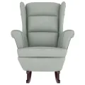 Chaise à bascule avec pieds en bois et tabouret Gris clair
