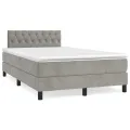 cadre de lit et matelas Gris clair 120x200cm Velours