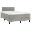 cadre de lit et matelas Gris clair 120x200cm Velours