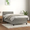 cadre de lit et matelas Gris clair 100x200cm Velours