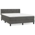 cadre de lit et matelas Gris foncé 140x190cm Velours