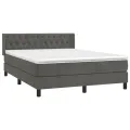 cadre de lit et matelas Gris foncé 140x190cm Velours