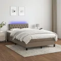 cadre de lit avec matelas LED Taupe 120x200 cm Tissu