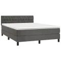 cadre de lit et matelas Gris foncé 140x200cm Velours