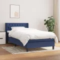 cadre de lit avec matelas Bleu 90x190 cm Tissu