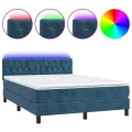 cadre de lit avec matelas LED Bleu foncé 140x200 cm