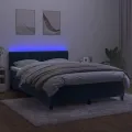 cadre de lit avec matelas LED Bleu foncé 140x200 cm