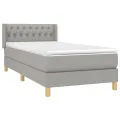 cadre de lit avec matelas Gris clair 100x200cm Tissu