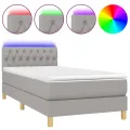 cadre de lit matelas LED Gris clair 100x200 cm Tissu