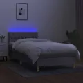 cadre de lit matelas LED Gris clair 100x200 cm Tissu