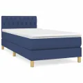 cadre de lit avec matelas Bleu 90x190 cm Tissu