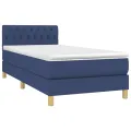 cadre de lit avec matelas Bleu 90x190 cm Tissu