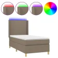 cadre de lit matelas et LED Taupe 80x200cm Tissu