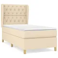 cadre de lit avec matelas Crème 80x200 cm Tissu