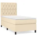 cadre de lit avec matelas Crème 80x200 cm Tissu