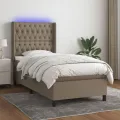 cadre de lit matelas et LED Taupe 90x190 cm Tissu