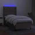 cadre de lit matelas et LED Taupe 90x190 cm Tissu