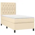 cadre de lit et matelas et LED Crème 80x200 cm Tissu