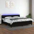 cadre de lit et matelas et LED Noir 200x200 cm Tissu