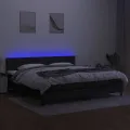 cadre de lit et matelas et LED Noir 200x200 cm Tissu