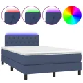 cadre de lit avec matelas LED Bleu 120x200 cm Tissu