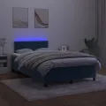 cadre de lit avec matelas LED Bleu foncé 120x200 cm