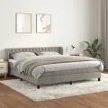 cadre de lit et matelas Gris clair 160x200cm Velours