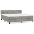 cadre de lit et matelas Gris clair 160x200cm Velours