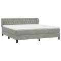 cadre de lit et matelas Gris clair 160x200cm Velours