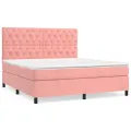 cadre de lit avec matelas Rose 160x200 cm Velours