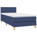 cadre de lit avec matelas Bleu 90x190 cm Tissu