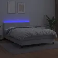 cadre de lit avec matelas et LED Blanc 140x190 cm