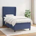 cadre de lit avec matelas Bleu 90x190 cm Tissu
