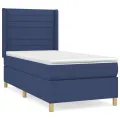 cadre de lit avec matelas Bleu 90x190 cm Tissu