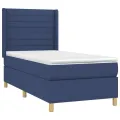 cadre de lit avec matelas Bleu 90x190 cm Tissu