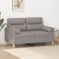 Canapé 2 places avec oreillers décoratifs taupe 120 cm tissu