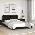 Cadre de lit avec lumières LED noir blanc 140x200 cm similicuir