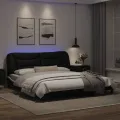 Cadre de lit avec lumières LED noir blanc 180x200 cm similicuir