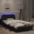 Cadre de lit avec lumières LED noir 100x200 cm similicuir