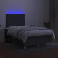 cadre de lit matelas LED gris foncé 120x190 cm tissu